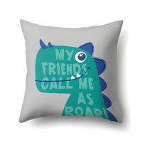 HKM-561747 Dinosaur Icon Polyester Throw Pillow Cover - Single-Sided Cushion Case, 45cm
