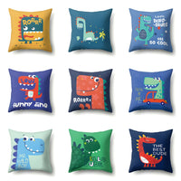 HKM-561747 Dinosaur Icon Polyester Throw Pillow Cover - Single-Sided Cushion Case, 45cm