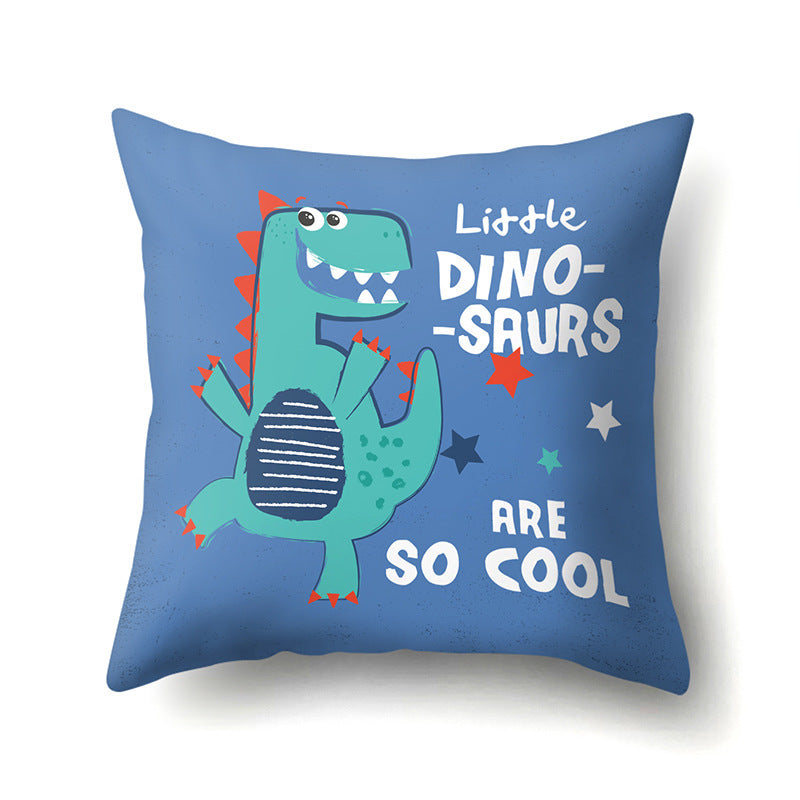 HKM-561747 Dinosaur Icon Polyester Throw Pillow Cover - Single-Sided Cushion Case, 45cm