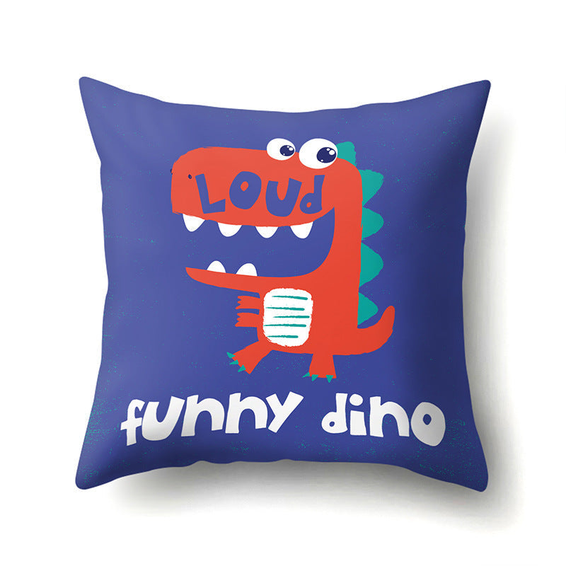 HKM-561747 Dinosaur Icon Polyester Throw Pillow Cover - Single-Sided Cushion Case, 45cm