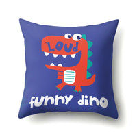 HKM-561747 Dinosaur Icon Polyester Throw Pillow Cover - Single-Sided Cushion Case, 45cm