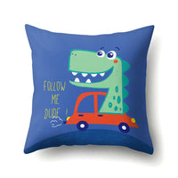 HKM-561747 Dinosaur Icon Polyester Throw Pillow Cover - Single-Sided Cushion Case, 45cm