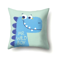HKM-561747 Dinosaur Icon Polyester Throw Pillow Cover - Single-Sided Cushion Case, 45cm