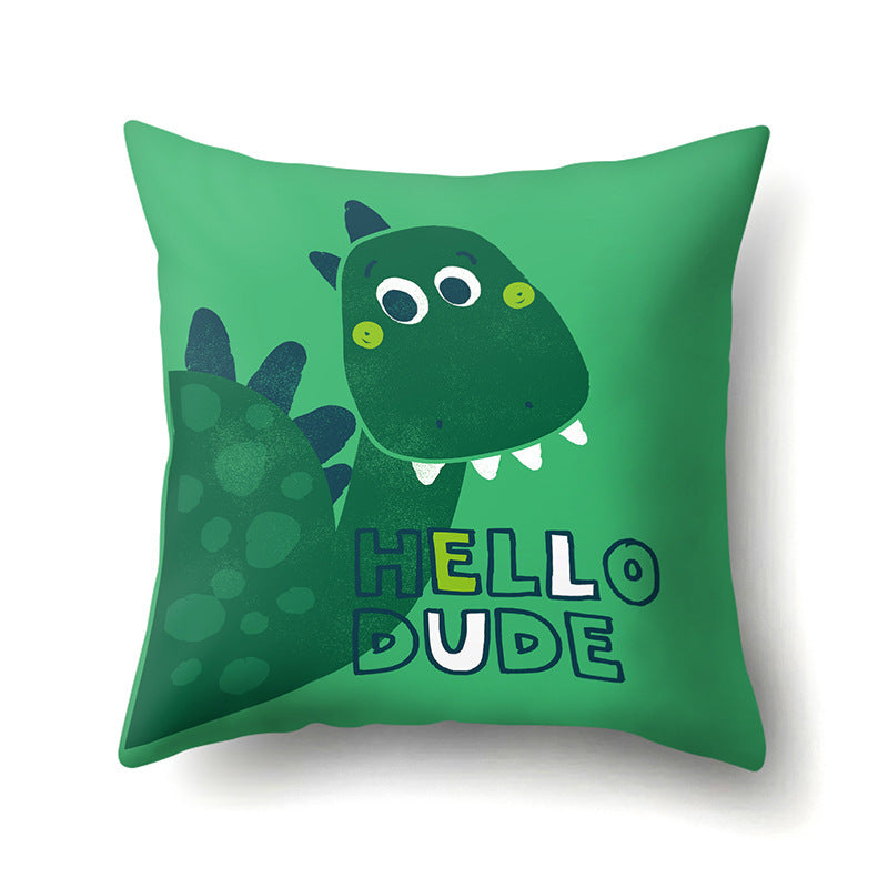 HKM-561747 Dinosaur Icon Polyester Throw Pillow Cover - Single-Sided Cushion Case, 45cm