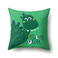 HKM-561747 Dinosaur Icon Polyester Throw Pillow Cover - Single-Sided Cushion Case, 45cm