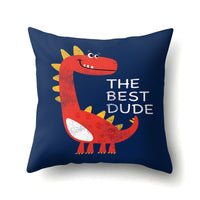 HKM-561747 Dinosaur Icon Polyester Throw Pillow Cover - Single-Sided Cushion Case, 45cm