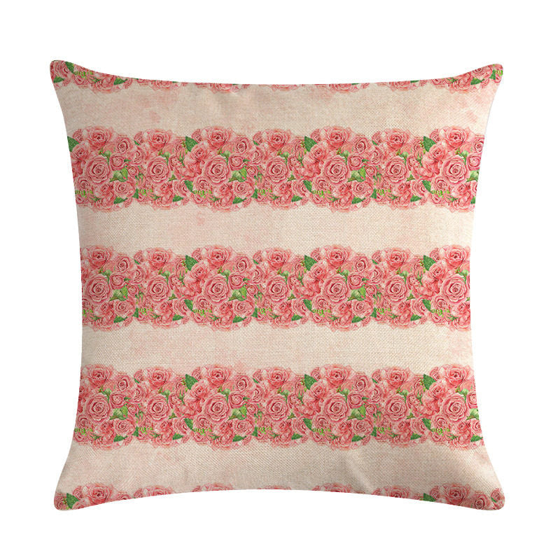 HKM-562003 Floral Cotton Linen Cushion Cover - 45x45cm Pillowcase in Multiple Colors