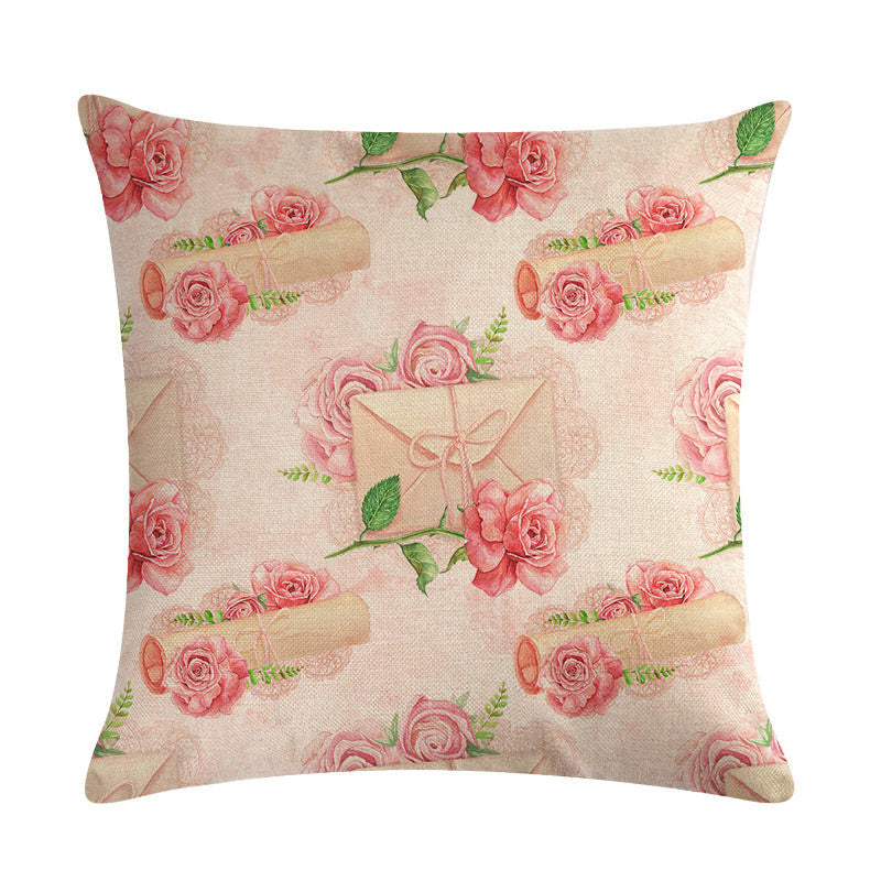 HKM-562003 Floral Cotton Linen Cushion Cover - 45x45cm Pillowcase in Multiple Colors