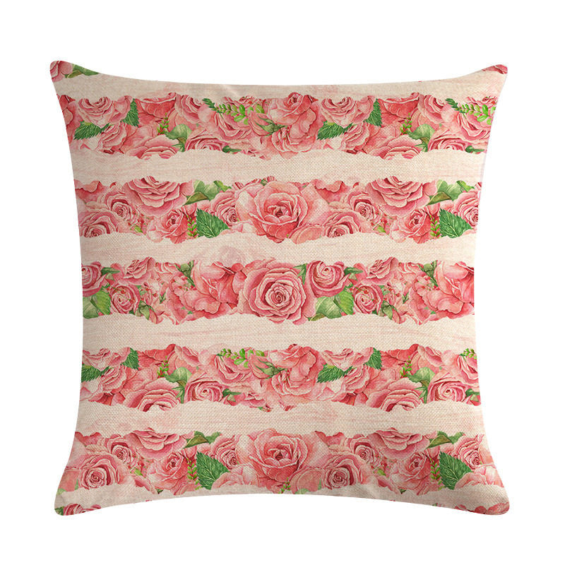 HKM-562003 Floral Cotton Linen Cushion Cover - 45x45cm Pillowcase in Multiple Colors