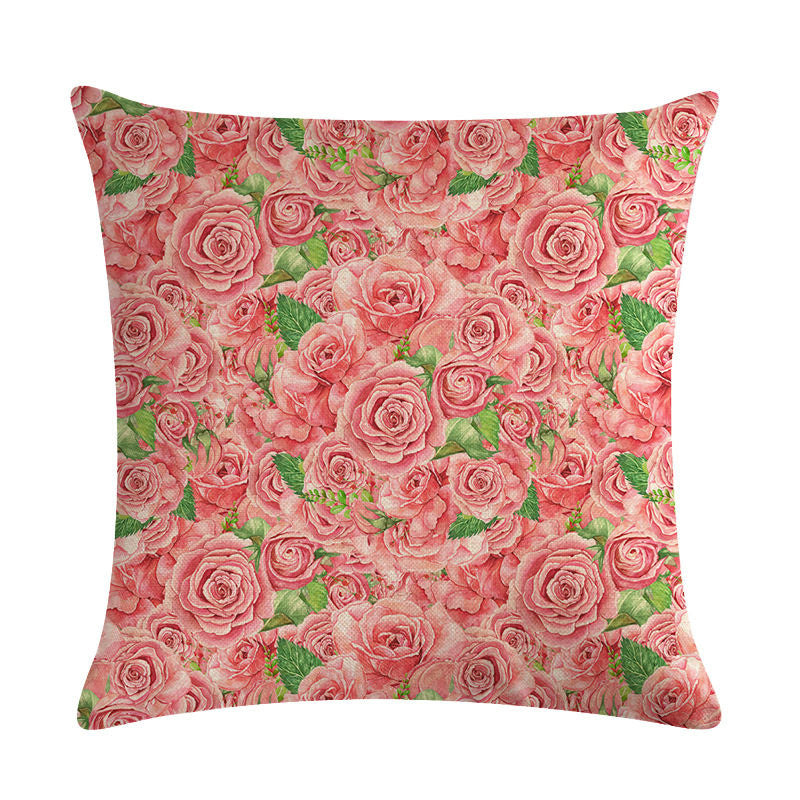 HKM-562003 Floral Cotton Linen Cushion Cover - 45x45cm Pillowcase in Multiple Colors