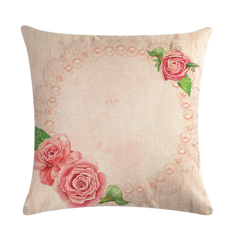 HKM-562003 Floral Cotton Linen Cushion Cover - 45x45cm Pillowcase in Multiple Colors