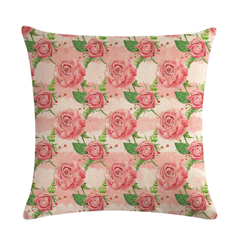 HKM-562003 Floral Cotton Linen Cushion Cover - 45x45cm Pillowcase in Multiple Colors