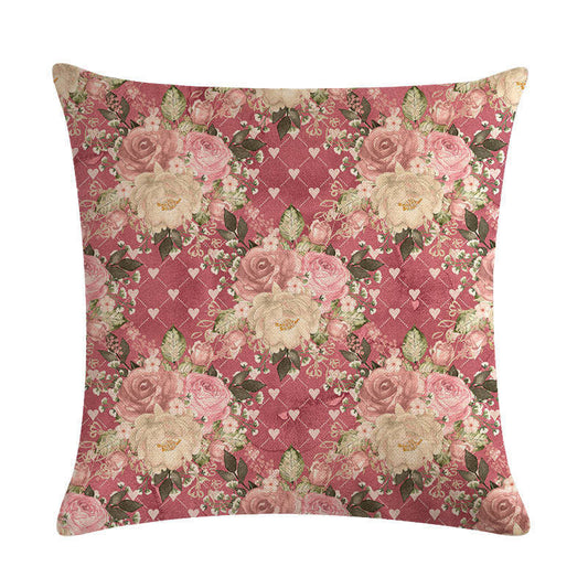HKM-562003 Floral Cotton Linen Cushion Cover - 45x45cm Pillowcase in Multiple Colors