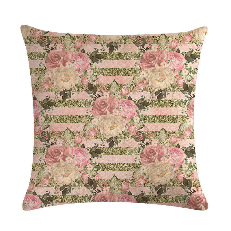 HKM-562003 Floral Cotton Linen Cushion Cover - 45x45cm Pillowcase in Multiple Colors