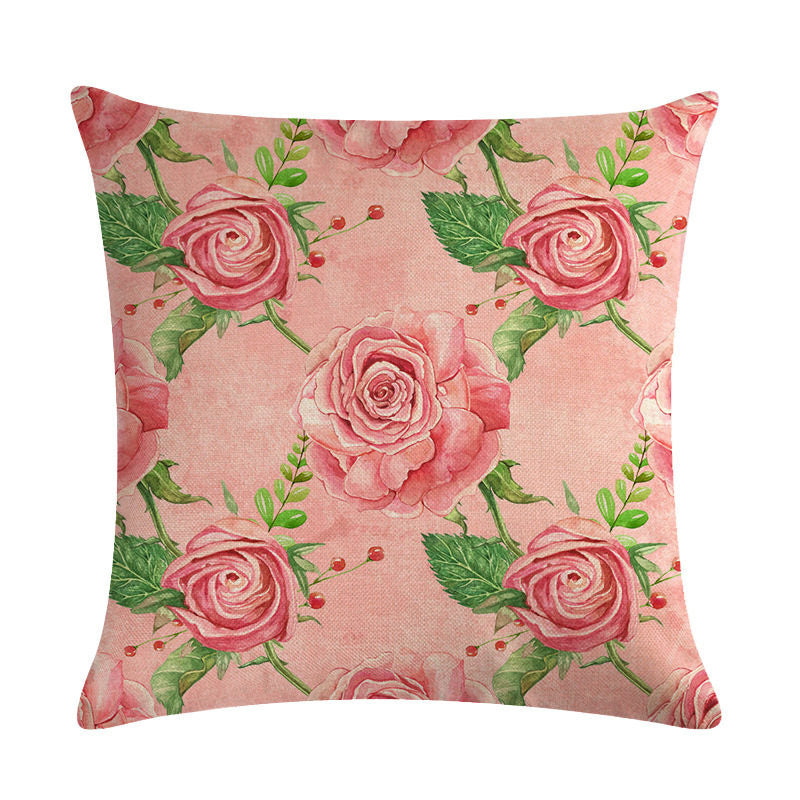 HKM-562003 Floral Cotton Linen Cushion Cover - 45x45cm Pillowcase in Multiple Colors