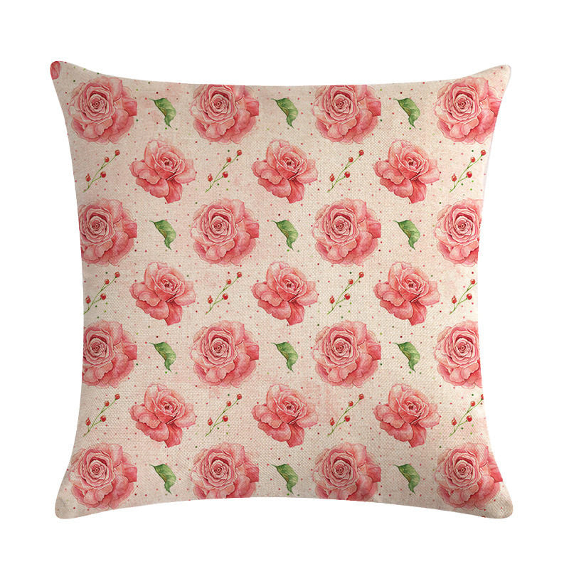 HKM-562003 Floral Cotton Linen Cushion Cover - 45x45cm Pillowcase in Multiple Colors