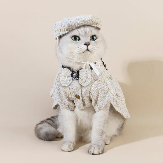 HKM-562067 Classic Style Matching Cat Hat, Coat & Skirt Set - White & Black Options