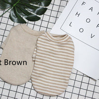 HKM-562131 Pure Cotton Dog Pajamas for Winter - Casual Styles in Light Brown, Brown Stripe, Light Green, Colorful Stripe