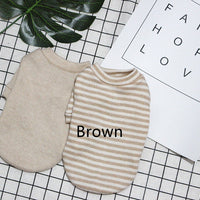 HKM-562131 Pure Cotton Dog Pajamas for Winter - Casual Styles in Light Brown, Brown Stripe, Light Green, Colorful Stripe
