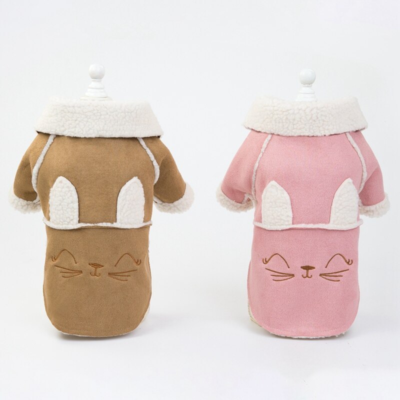 HKM-562259 Cute Deerskin Velvet Lapel Jacket for Dogs and Cats in Light Purple and Brown