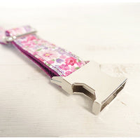 HKM-562323 Durable Purple Flower Metal Buckle Dog Collar - Multiple Sizes Available