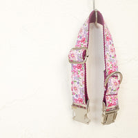 HKM-562323 Durable Purple Flower Metal Buckle Dog Collar - Multiple Sizes Available