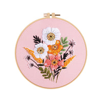 HKM-562451 DIY Colorful Flower Bouquet Embroidery Material Package with Imitation Bamboo Taboret