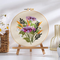 HKM-562451 DIY Colorful Flower Bouquet Embroidery Material Package with Imitation Bamboo Taboret