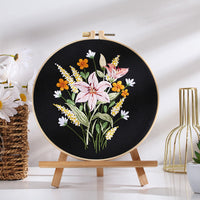 HKM-562451 DIY Colorful Flower Bouquet Embroidery Material Package with Imitation Bamboo Taboret