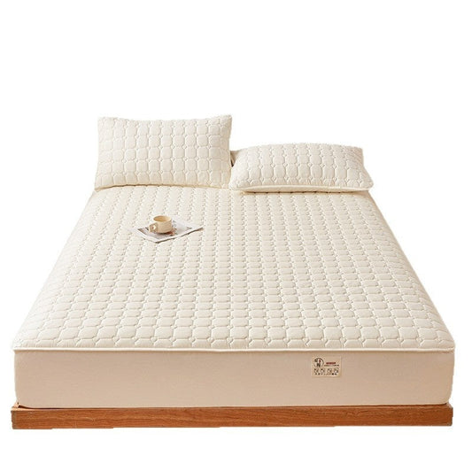 HKM-562451 Quilted Fitted Sheet Cover in Raw Cotton and Soybean Fiber for 1.5m Beds