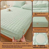 HKM-562451 Quilted Fitted Sheet Cover in Raw Cotton and Soybean Fiber for 1.5m Beds