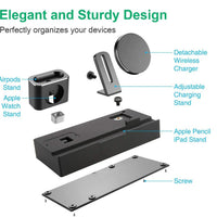 HKM-562515 Eight-in-One Wireless Charging Bracket with USB Ports, Aluminum Alloy Charging Cable, Fireproof ABS+PC Material, 150CM Power Cord
