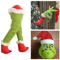 HKM-562771 Green Prosthetic Leg Christmas Tree Decoration - Unique Holiday Ornament, Cloth Material, Size 40x20x10cm