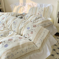 HKM-562771 Washed Cotton Four-Piece Bed Set with Duvet Cover and Sheets in Various Sizes