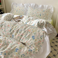 HKM-562771 Washed Cotton Four-Piece Bed Set with Duvet Cover and Sheets in Various Sizes