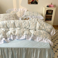 HKM-562771 Washed Cotton Four-Piece Bed Set with Duvet Cover and Sheets in Various Sizes