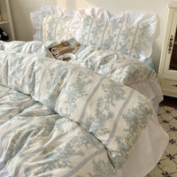 HKM-562771 Washed Cotton Four-Piece Bed Set with Duvet Cover and Sheets in Various Sizes