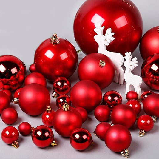 HKM-562899 Electroplated Plastic Christmas Ornament Ball Set - 12 Pack Each in Various Sizes and Finishes