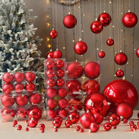 HKM-562899 Electroplated Plastic Christmas Ornament Ball Set - 12 Pack Each in Various Sizes and Finishes