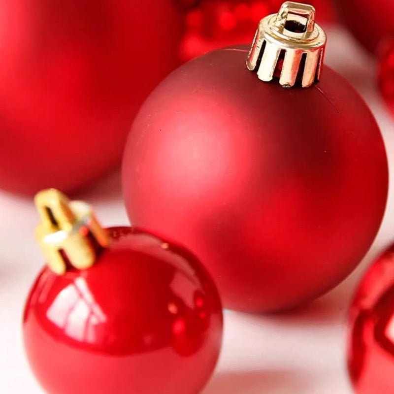 HKM-562899 Electroplated Plastic Christmas Ornament Ball Set - 12 Pack Each in Various Sizes and Finishes