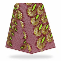 HKM-563283 African Cotton Batik Fabric, 6 Yards, Plant Print - Versatile Material for Apparel and Home Decor