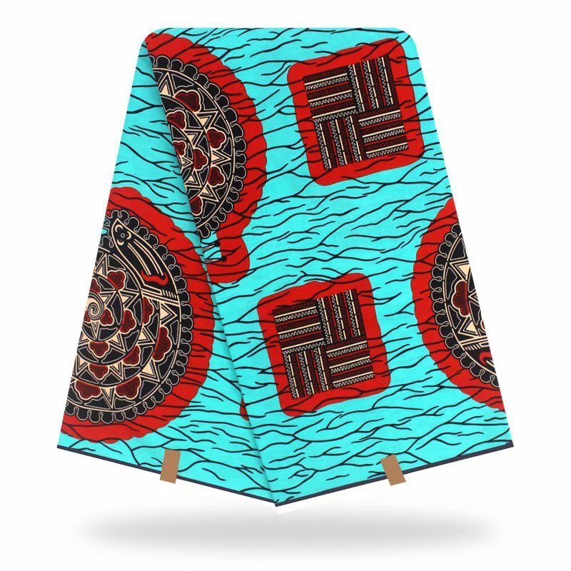 HKM-563283 African Cotton Batik Fabric, 6 Yards, Plant Print - Versatile Material for Apparel and Home Decor