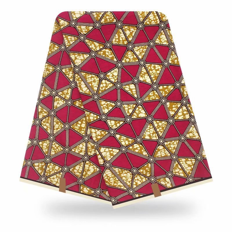HKM-563283 African Cotton Batik Fabric, 6 Yards, Plant Print - Versatile Material for Apparel and Home Decor