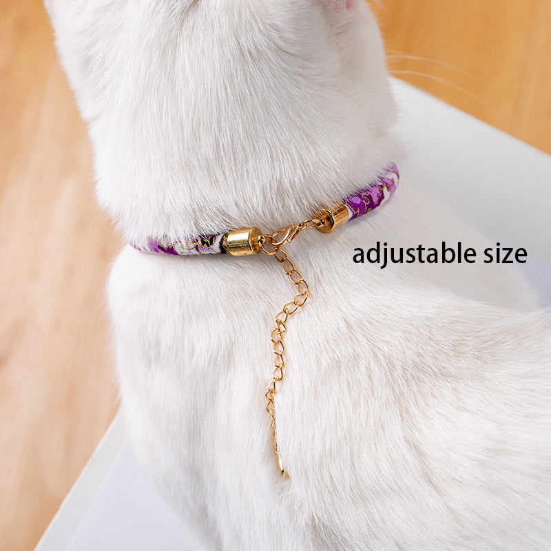HKM-563283 Ethnic Style Adjustable Bell Collar for Pets - Blue, Red, Green, Rose Red, 29-36cm