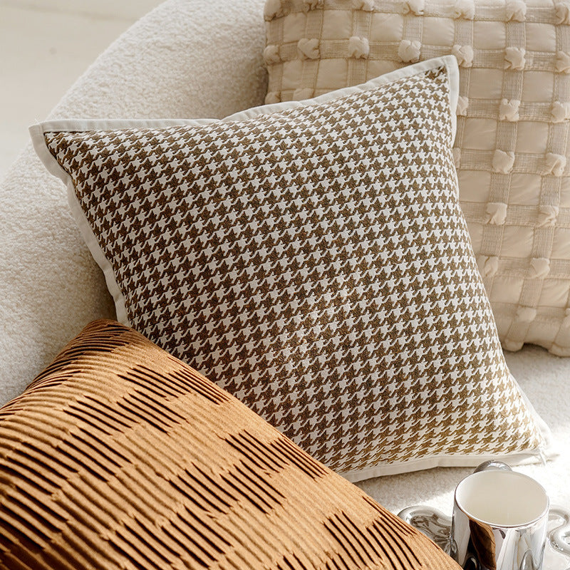 HKM-563411 Cream Color Advanced Retro Style Knotted Pillow Cover - Square, 45x45cm, Various Unique Patterns