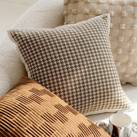 HKM-563411 Cream Color Advanced Retro Style Knotted Pillow Cover - Square, 45x45cm, Various Unique Patterns