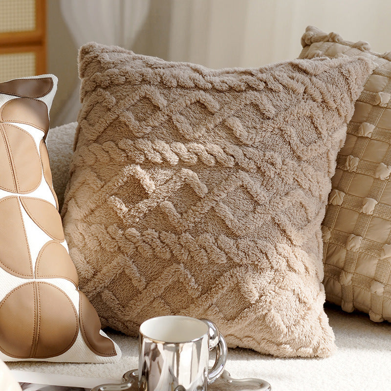 HKM-563411 Cream Color Advanced Retro Style Knotted Pillow Cover - Square, 45x45cm, Various Unique Patterns