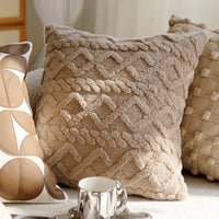 HKM-563411 Cream Color Advanced Retro Style Knotted Pillow Cover - Square, 45x45cm, Various Unique Patterns