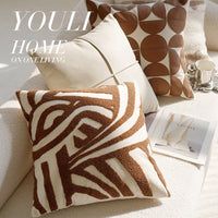 HKM-563411 Cream Color Advanced Retro Style Knotted Pillow Cover - Square, 45x45cm, Various Unique Patterns