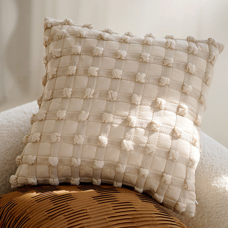HKM-563411 Cream Color Advanced Retro Style Knotted Pillow Cover - Square, 45x45cm, Various Unique Patterns
